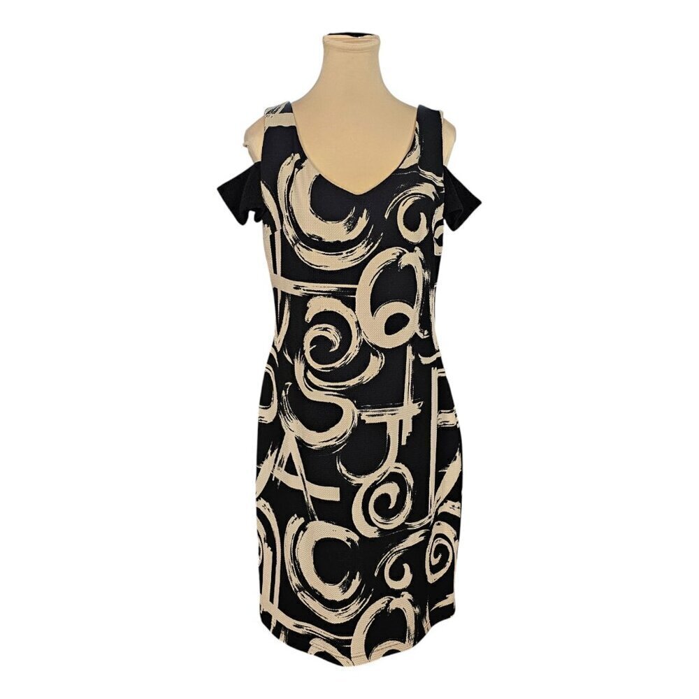 Joseph Ribkoff Black Tan Swirl Dress Sz 12